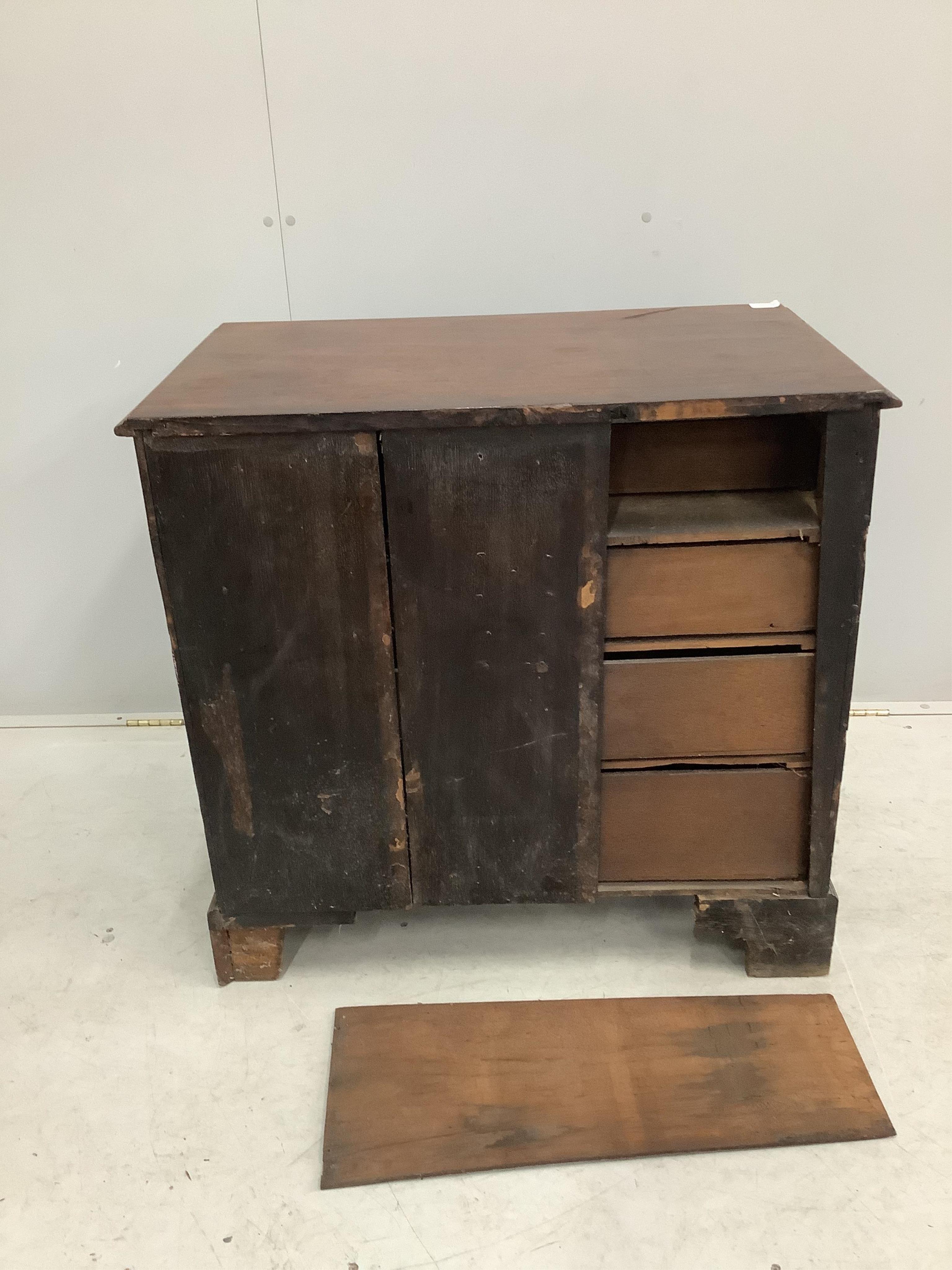 A George III mahogany chest with brushing slide, width 83cm, depth 51cm, height 81cm. Condition - fair